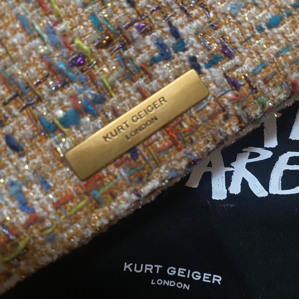 kurt geiger cream and multi-coloured tweed bag - Picture 3 of 3